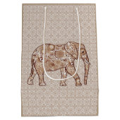 Fractale wervelolifant - bruin en taupe medium cadeauzakje (Achterkant)