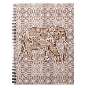 Fractale wervelolifant - bruin en taupe notitieboek