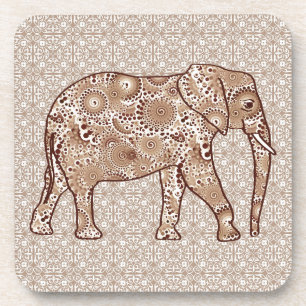 Fractale wervelolifant - bruin en taupe onderzetter