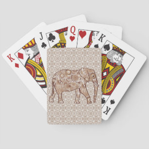 Fractale wervelolifant - bruin en taupe pokerkaarten
