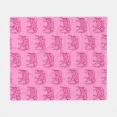 Fractale wervelolifant, fuchsia roze fleece deken (Voorkant (Horizontaal))