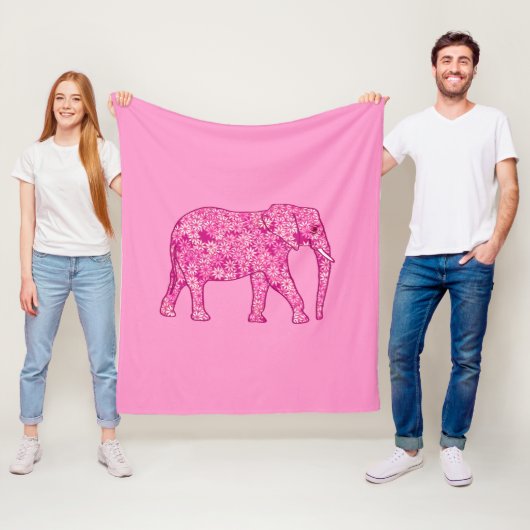 Fractale wervelolifant, fuchsie en roze fleece deken (In situ)