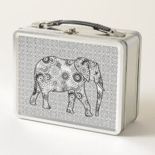 Fractale wervelolifant, grijs, zwart en wit