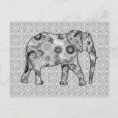 Fractale wervelolifant - grijs, zwart en wit briefkaart (Voorkant)