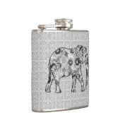 Fractale wervelolifant - grijs, zwart en wit heupfles (Rechts)