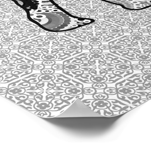 Fractale wervelolifant - grijs, zwart en wit poster (Hoek)