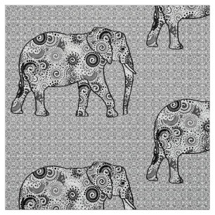Fractale wervelolifant - grijs, zwart en wit stof