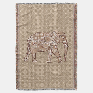Fractale wervelolifant, koffiebruin en beige deken