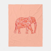 Fractale wervelolifant, koraal sinaasappel en perz fleece deken (Voorkant)