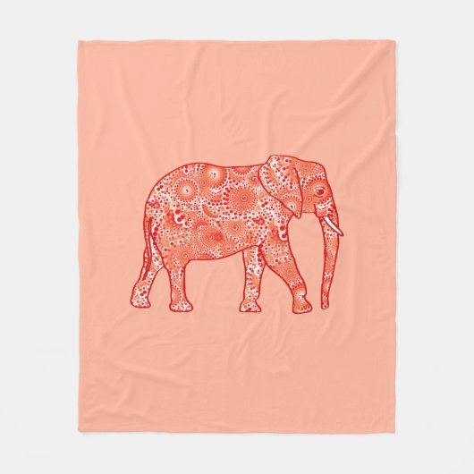 Fractale wervelolifant, koraal sinaasappel en perz fleece deken (Voorkant)