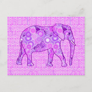 Fractale wervelolifant - paars en orchidee briefkaart