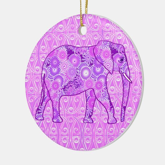 Fractale wervelolifant - paars en orchidee keramisch ornament (Links)
