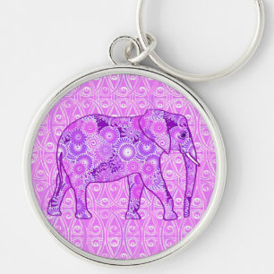 Fractale wervelolifant - paars en orchidee sleutelhanger