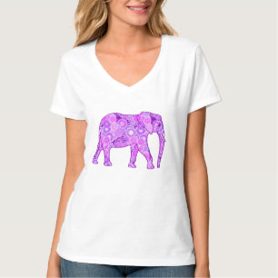 Fractale wervelolifant - paars en orchidee t-shirt