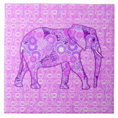 Fractale wervelolifant - paars en orchidee tegeltje (Voorkant)