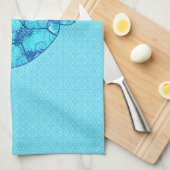 Fractale wervelschildpad - kobalt en turkooisblauw theedoek (Quarter Fold)