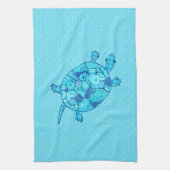 Fractale wervelschildpad - kobalt en turkooisblauw theedoek (Verticaal)