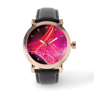 FRACTALE ZWISSELS IN PAARSE roze fuchsie Horloge