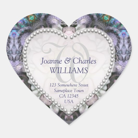 Fractales bleu violet Conte fée Stickers de mariag (Devant)