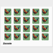 Fractalius Leghorn Rooster Vierkante Sticker (Vel)