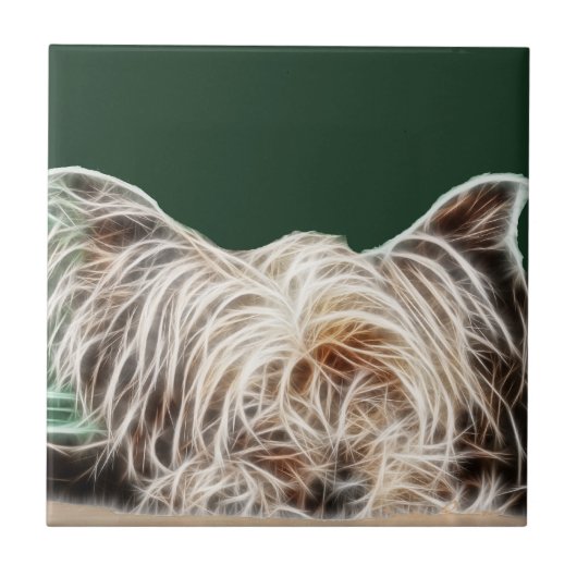 Fractalius Yorkie Dog Tegeltje (Voorkant)