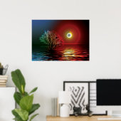 Fractielaboom, hemel en rivier poster (Thuiskantoor)