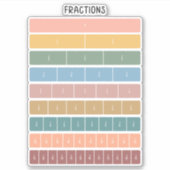 Fraction Bars Rainbow Minimalistische educatieve k Sticker (Voorkant)