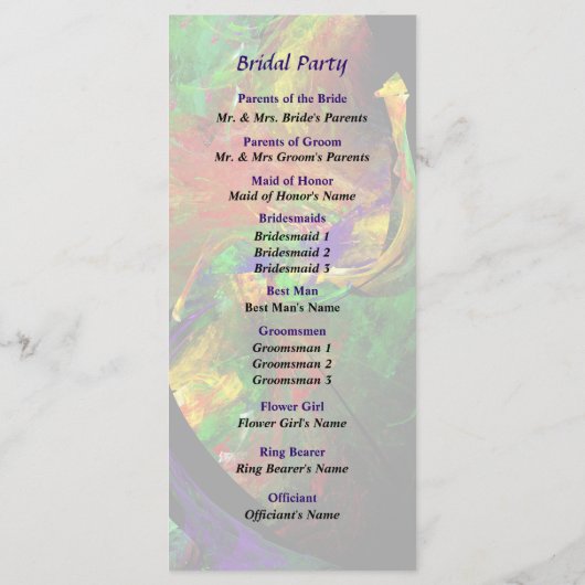 Fractrals - Peacock Wedding Programme Programma (Achterkant)