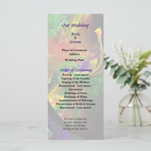 Fractrals - Peacock Wedding Programme Programma (Staand voorkant)