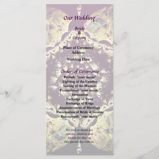 Fractrals - Perzisch Floral Motif Wedding Programm Programma (Voorkant)