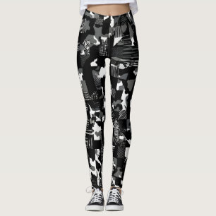 "Fractura" - Zwart Wit Camouflagepatroon Leggings