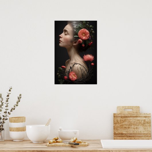 Fractured Elegance – Bloesems van de Ziel Poster (Keuken)