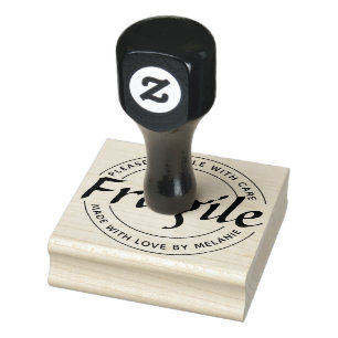 Fragiele Elegante Script Circle Tekst & Inkpad Rubberstempel
