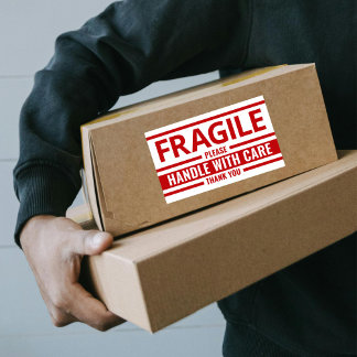 Fragiele Label Rood Wit Verzending Waarschuwing St