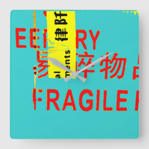 FRAGIELE markeringen - COOL Asian Characters Vierkante Klok