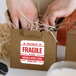 Fragiele witte rode label Verzending Waarschuwing