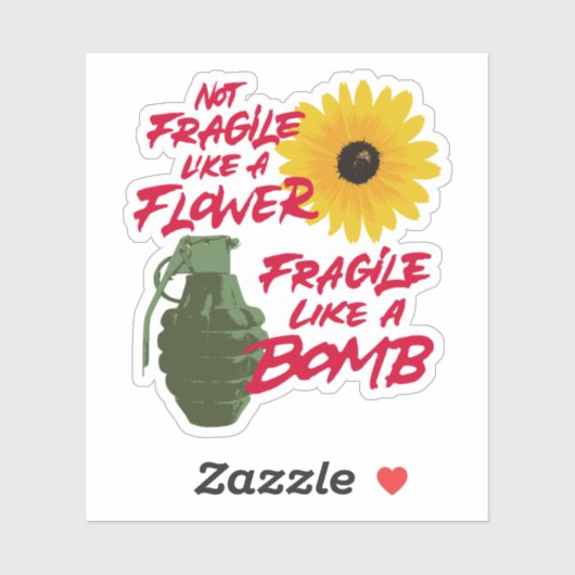 Fragile comme une bombe Sticker | Décalage d'ordin (Feuille)