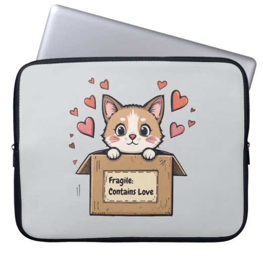 Fragile: Contains Love Laptop Sleeve (Voorkant)