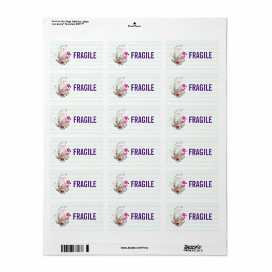 Fragile Eieren in een mandje met Flamingo en Bunny Etiket (Full Sheet)
