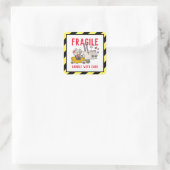 Fragile handgreep met een grappige Cartoon voor he Vierkante Sticker (Tas)