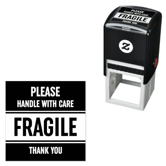Fragile handgreep met rubberen riem met waarschuwi  zelfinktende stempel (In situ)