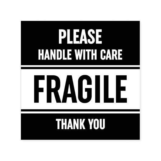 Fragile handgreep met rubberen riem met waarschuwi  zelfinktende stempel (Design)