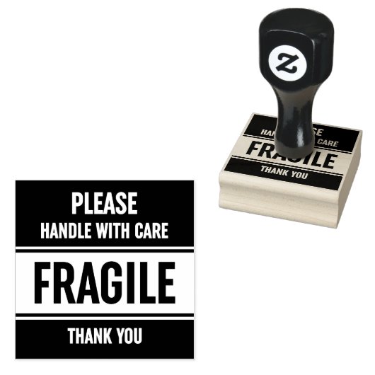 Fragile handgreep met waarschuwing 	rubberstempel (Gestempeld)