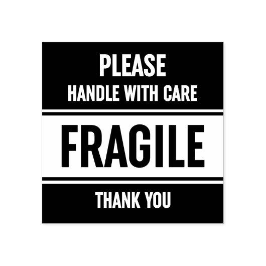 Fragile handgreep met waarschuwing 	rubberstempel (Afrduk)