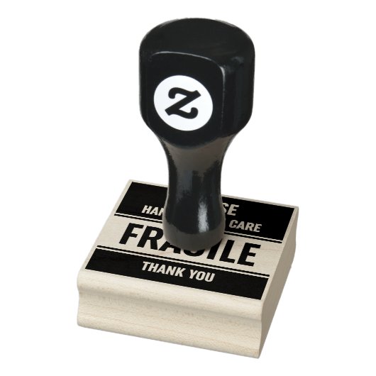 Fragile handgreep met waarschuwing 	rubberstempel (Stempel)