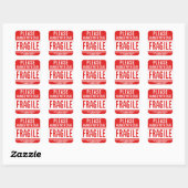 Fragile handgreep met waarschuwing vierkante sticker (Vel)