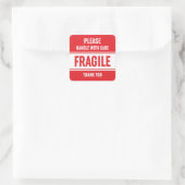 Fragile handgreep met waarschuwing vierkante sticker (Tas)