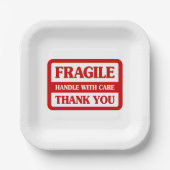 Fragile handgreep met zorg papieren bordje (Voorkant)