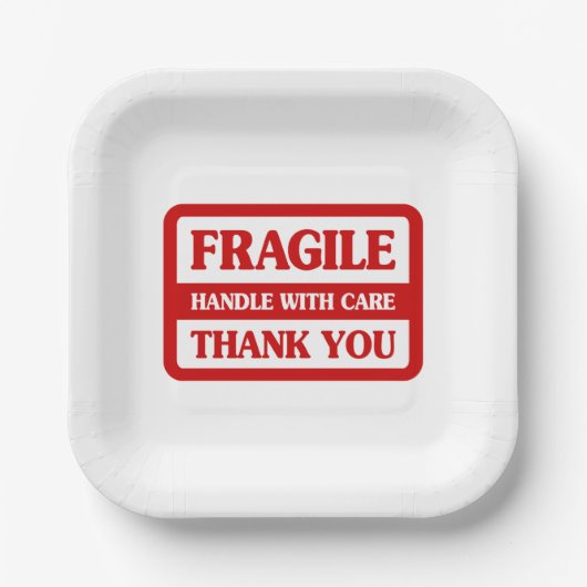 Fragile handgreep met zorg papieren bordje (Voorkant)