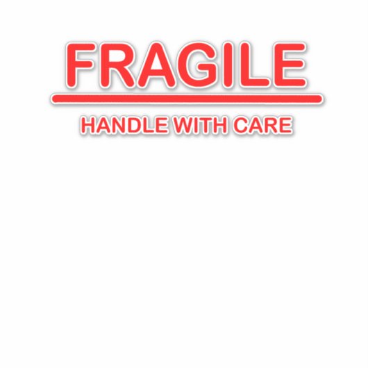 Fragile handgreep met zorg sticker (Voorkant)